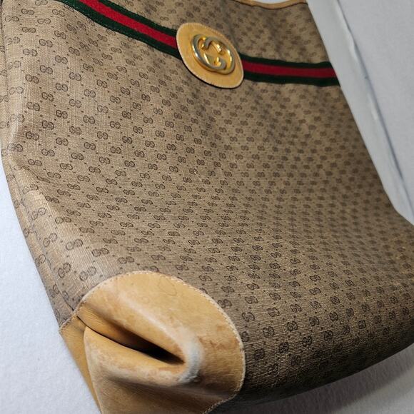 Gucci Vintage Supreme Web Sherry Line Tote Beige Red 002 904 0131 *AS IS* - Picture 3 of 12